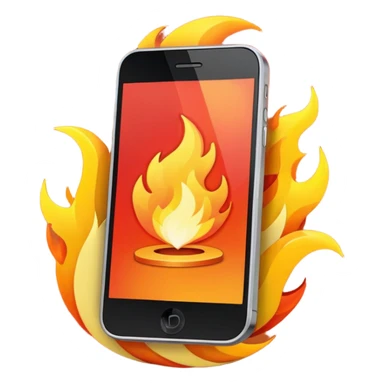 Generate aemoji of a phone spinning around with fire on sticker
