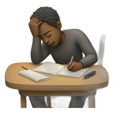 human struggling writing sticker