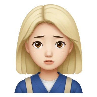 South Korean female college student with a worried face  sticker