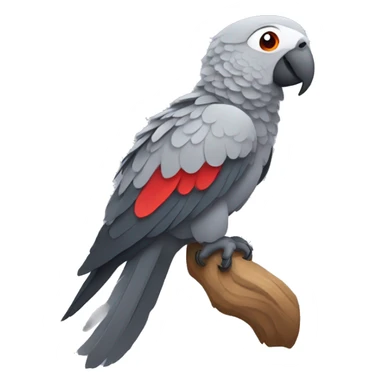 Gray parrot with red feather on his tail sticker