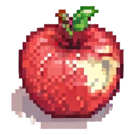 juicy red apple, 2D sprite style, vibrant and playful, suitable for a fruit ninja game sticker
