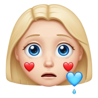 Crying cute face with hearts in blue eyes  sticker