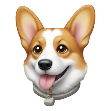 Corgi with a stone collar with a bone sticker
