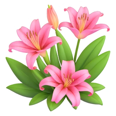 Elegant pink lily flower with detailed petals and green foliage sticker