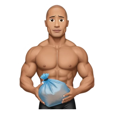 Dwayne the rock Johnson in speedo holding trash bags sticker