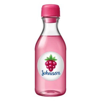 realistic Johnson and Johnson style bottle pink cap pink logo clear bottle with berry party logo with diddy oil and a berry on top bottle sticker