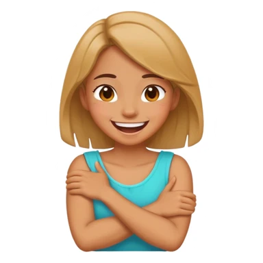 Girl with her arms crossed holding her neck laughing  sticker