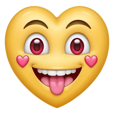 "Perfect smiling face with heart-eyes emoji 😍, classic yellow skin tone, bright open U-shaped smile showing white teeth and pink tongue tip, two large glossy red cartoon heart-shaped eyes with sparkling highlights  sticker