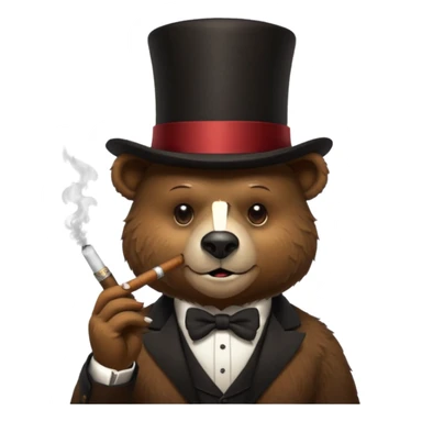 bear head in a top hat with a cigar sticker