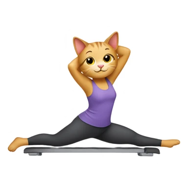 create a cat doing a pilates sticker