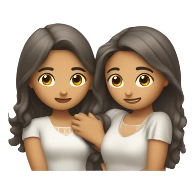 Two Mexican girls hugging, one with short hair and one with long hair sticker