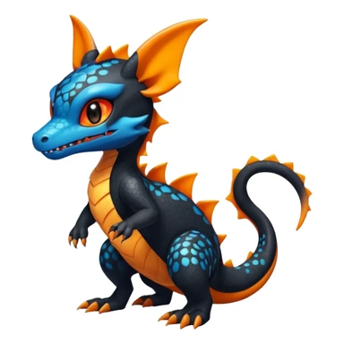 Shiny Cute Spooky Salandit-Umbreon-Charmeleon-Fakémon-hybrid-creature (full body)  sticker