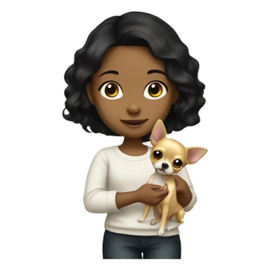Black-hair little girl with gold chihuahua  sticker