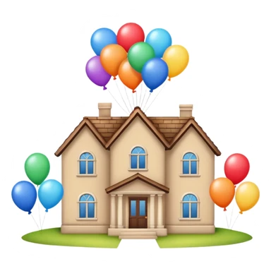 beije house with balloons on top sticker