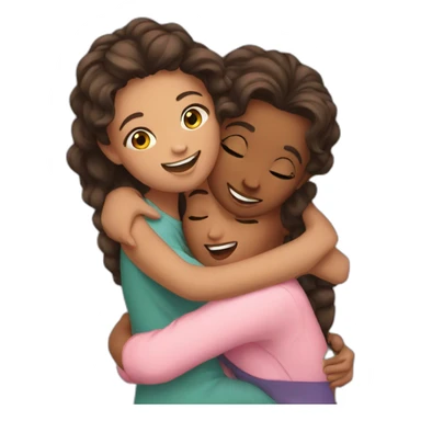 4 girls hugging  sticker
