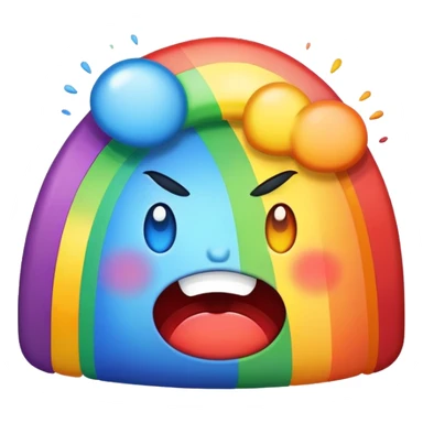 Mean looking cartoon rainbow sticker
