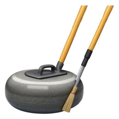 An icon showing a detailed close-up of a curling stone sliding across the ice, with a broom in motion beside it. The background features an indoor stadium with cheering spectators on the stands. Transparent background captures the strategy and focus of curling. sticker