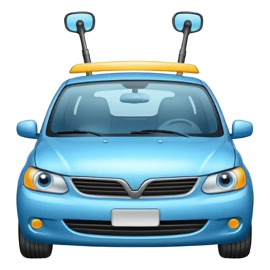 front of a car with a windshield wiper sticker