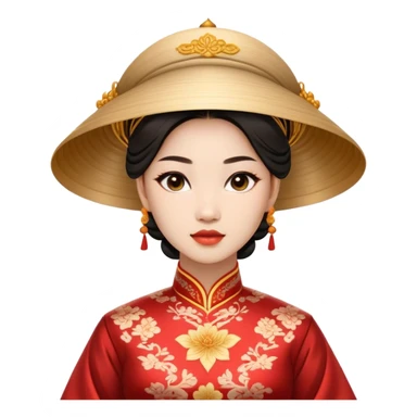 Cinematic Realistic Áo Dài Portrait Emoji, depicted as an elegant traditional Vietnamese dress with flowing graceful lines and delicate patterns, rendered with rich textures and soft ethereal lighting that captures its timeless beauty. sticker
