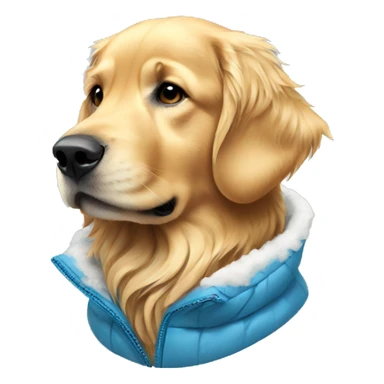golden retriever wearing a snow jacket sticker