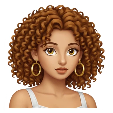Attractive Greek woman with long curly amber-brown hair and gold hoop earrings sticker