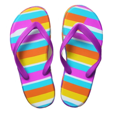 Realistic pair of striped summer flip flops isolated. sticker