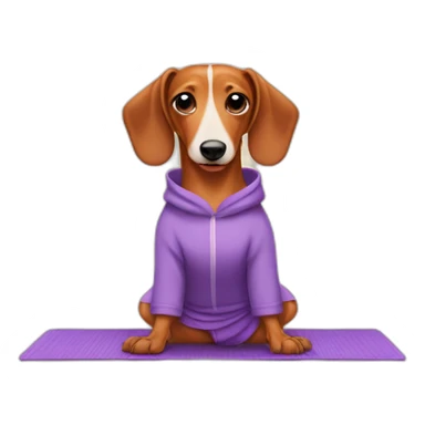 wiener dog in a yoga outfit with a yoga mat  sticker