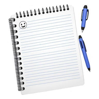 spiral notebook with handwritten notes sticker