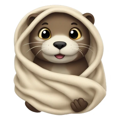 otter cozy in blanket sticker