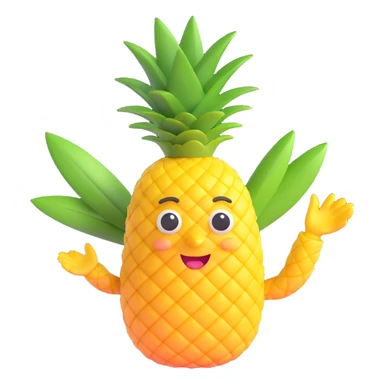 joyful pineapple waving leaf sticker