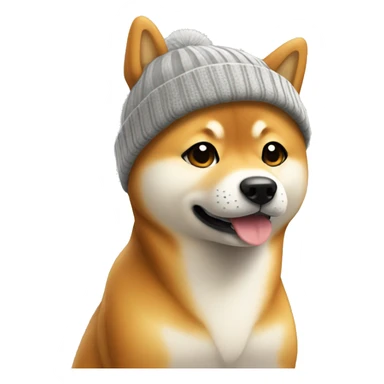 shiba inu wearing a beanie  sticker