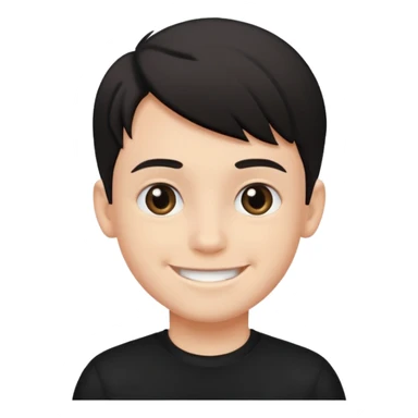 Maktab yonida kulib turgan qora kiyimdagi bola emojisini chiqarib ber sticker