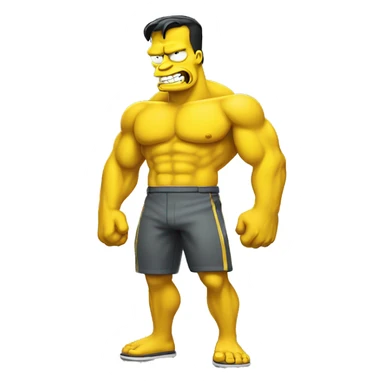 muscular in simpsons style in yellow color  sticker