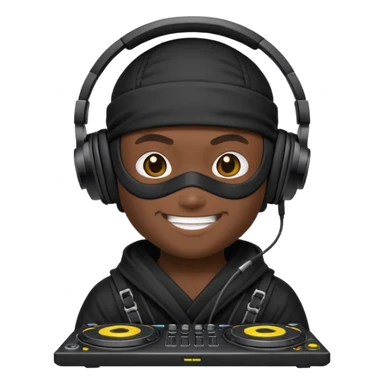 Make a customized    emoji that has dj headphones on and a ninja outfit sticker