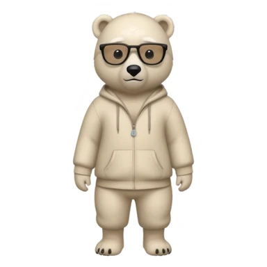 Make a humanoid polar bear with a secret agent beige outfit and dark black glasses sticker