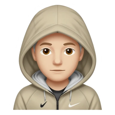 White person wearing a Nike Tex with hood sticker