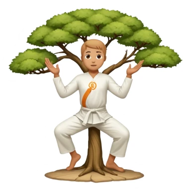 pratiquant de qi gong en position de l'arbre, en tenue noire ou blanche sticker