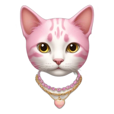 Cat with a necklace and pink hair sticker
