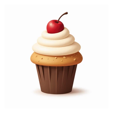 photorealistic icon of a cupcake on white background sticker