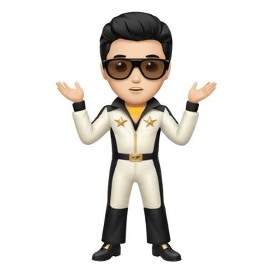 A boy with an Elvis Presley mask with sunglasses dressed as Elvis Presley sticker