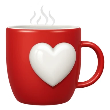 red mug with white heart sticker