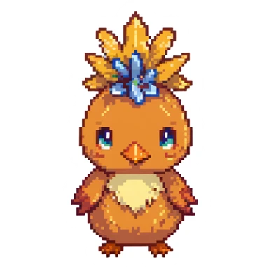 Torchic, the small orange fire-type chick Pokémon with yellow feathers on head and small beak sticker