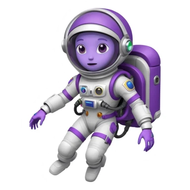 Purple alien floating with jetpack, white Astronaut sticker