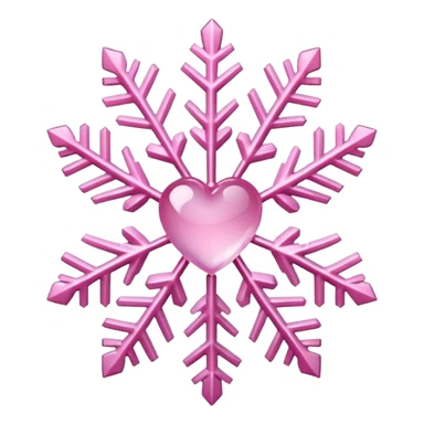 snowflake pink heart sticker