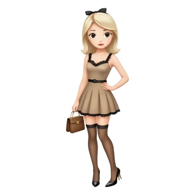 Girl in a cute stylish dress wearing stockings and high heels sticker