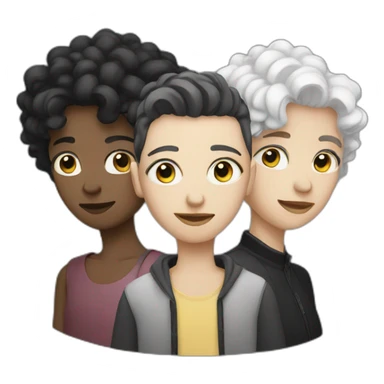 three faces white, black, non binary sticker