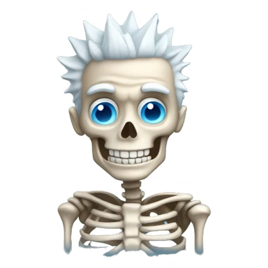 skeleton with spiky white  hair smiling blue eyes sticker