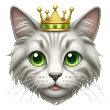 Long hair cat with green eyes and crown  sticker