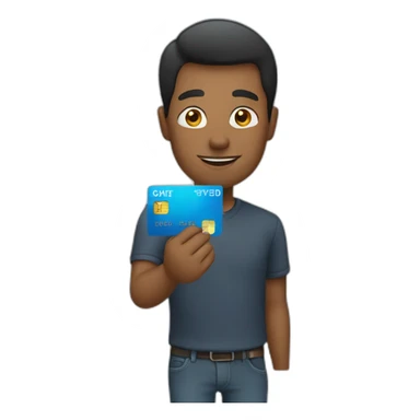 man holding credit card sticker