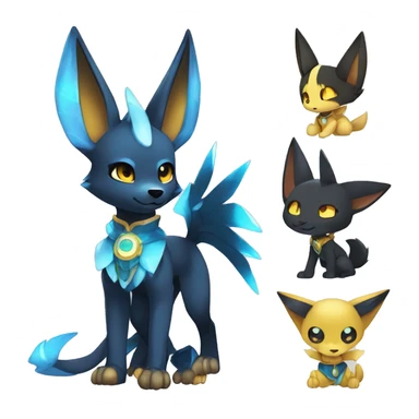Shiny Sparkle Chibi Anubis-Umbreon-Lucario-Fakémon full body sticker